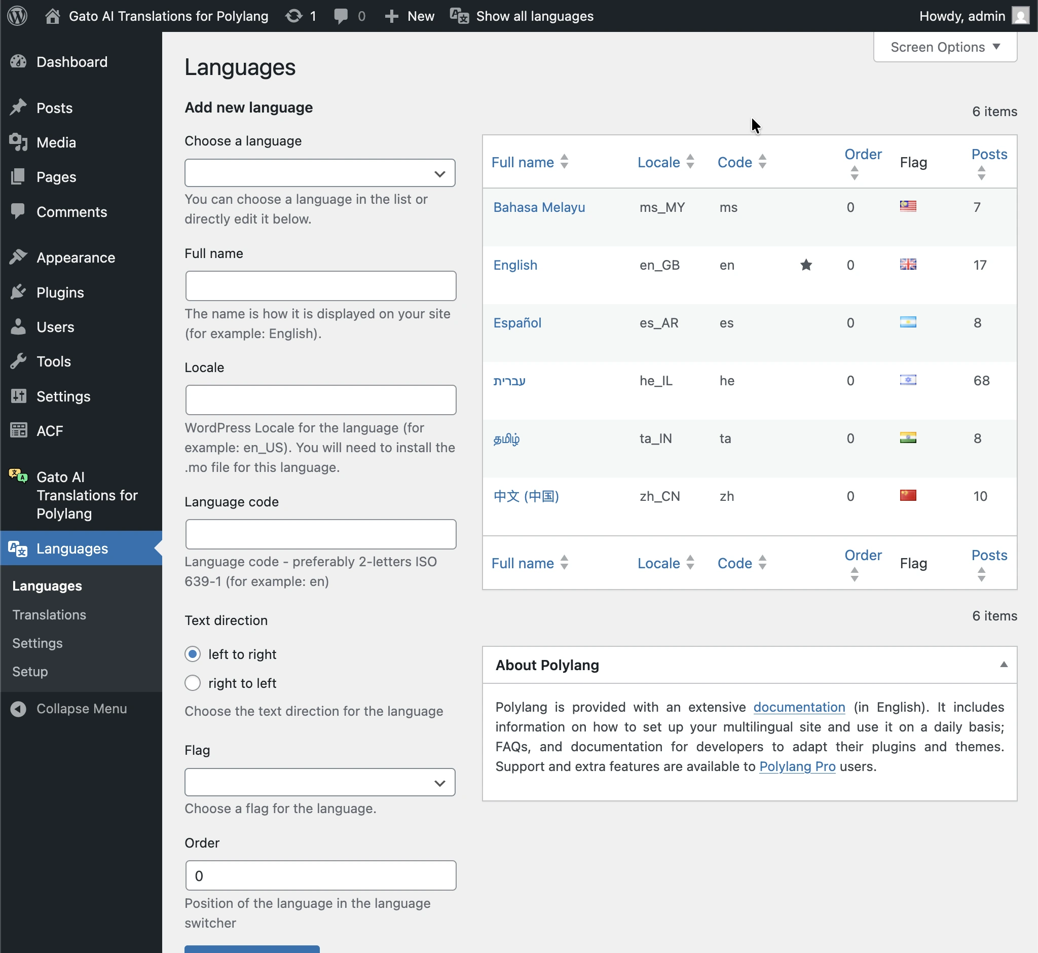 Configurer les langues de Polylang