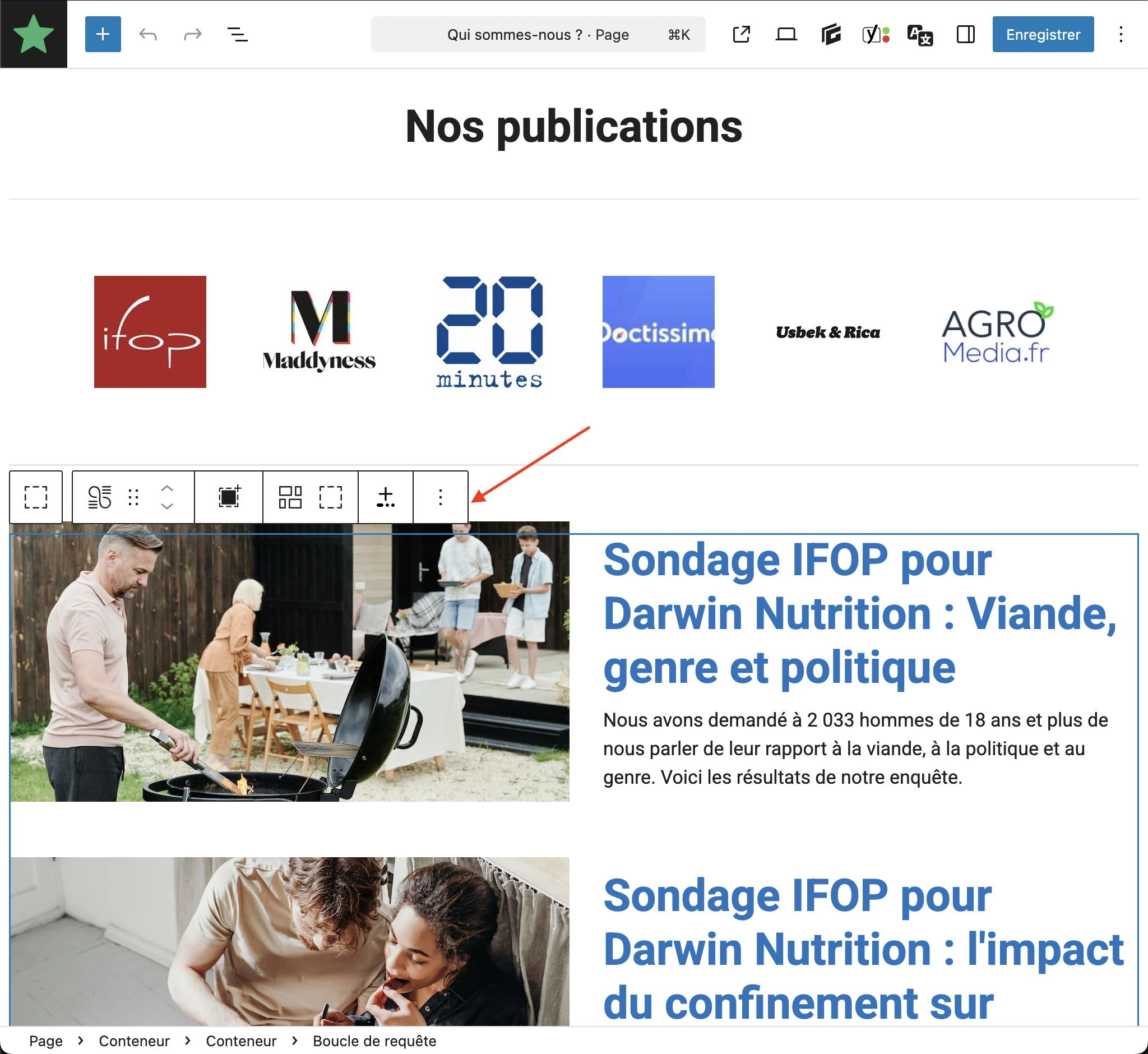 Ajout d'un nouvel article au bloc Query de GenerateBlocks