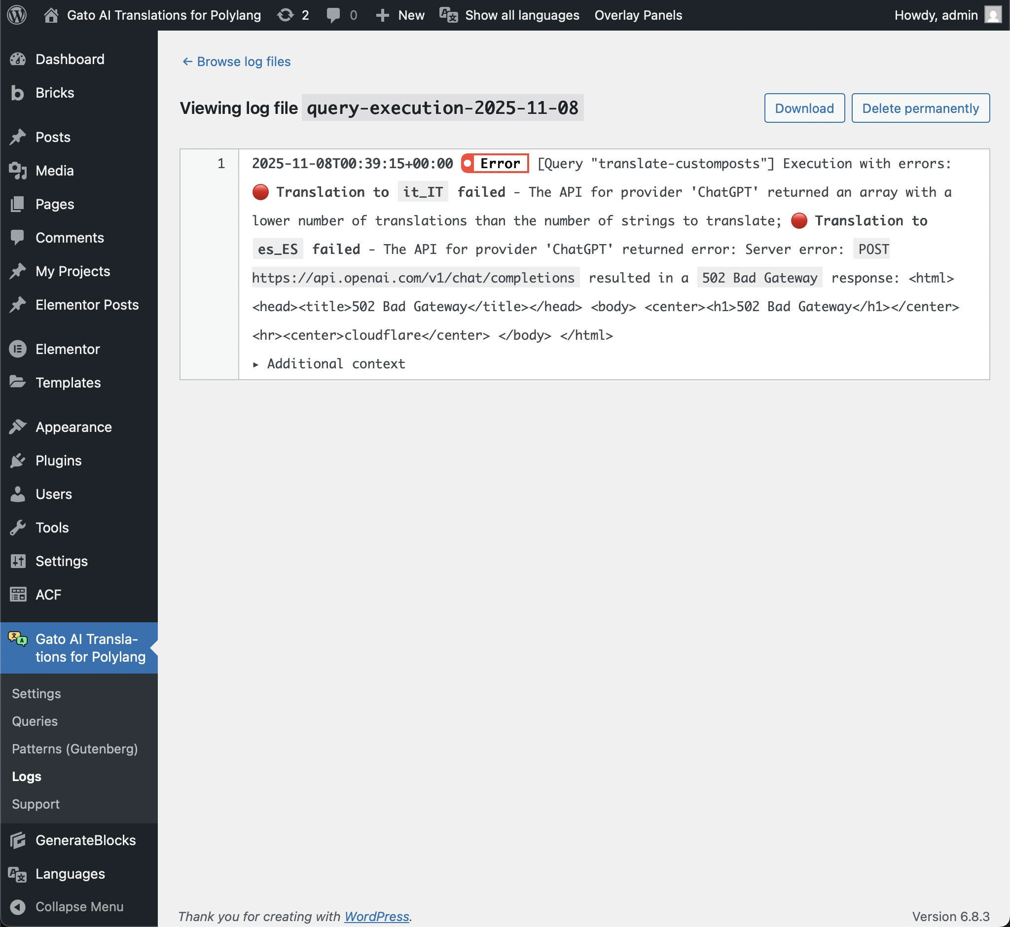 La traduction a échoué pour les langues italienne et espagnole