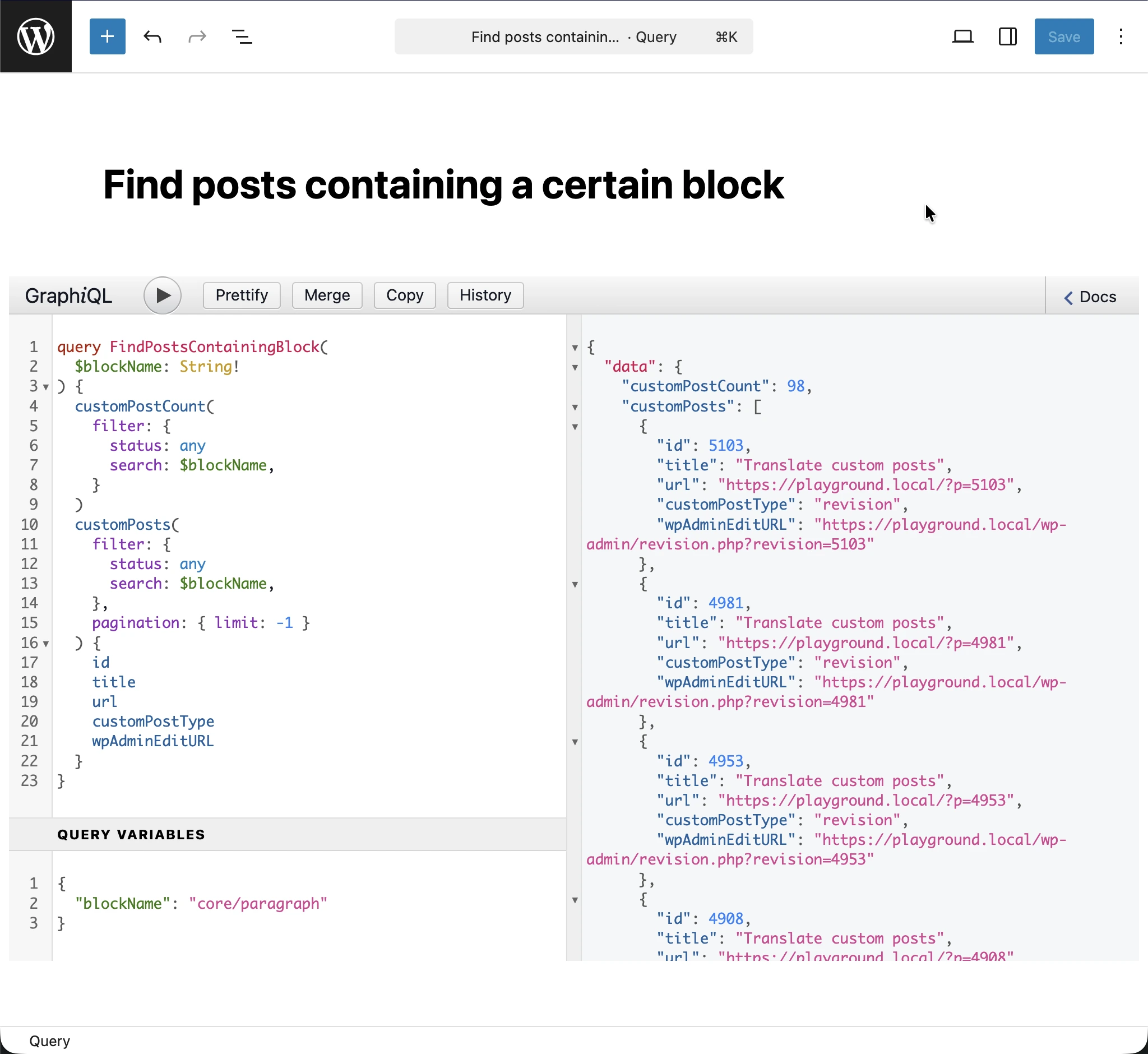 Exécution de la requête GraphQL