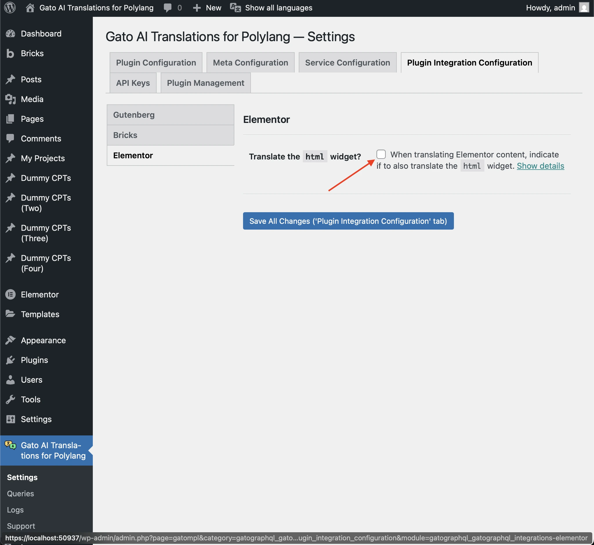 Activer la traduction du widget HTML d'Elementor dans les réglages