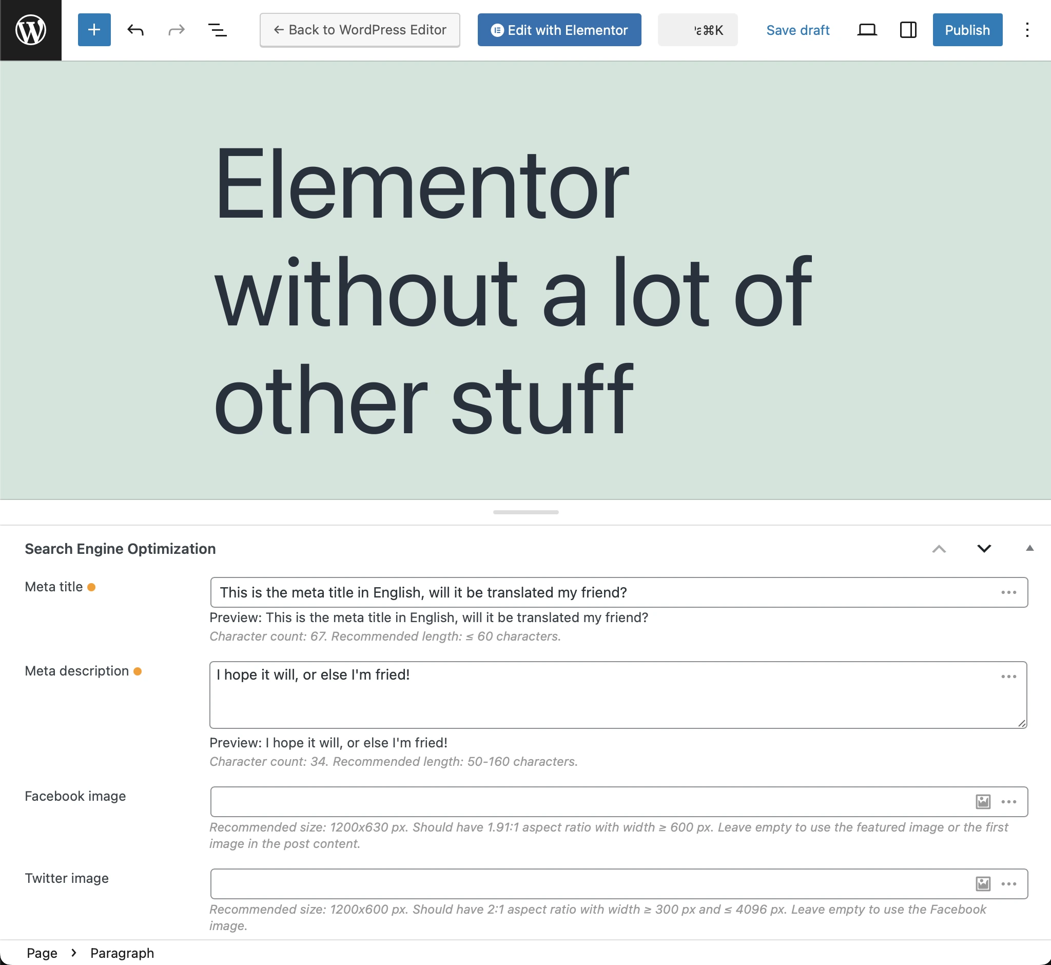 Page d'origine en anglais, contenant des meta Slim SEO