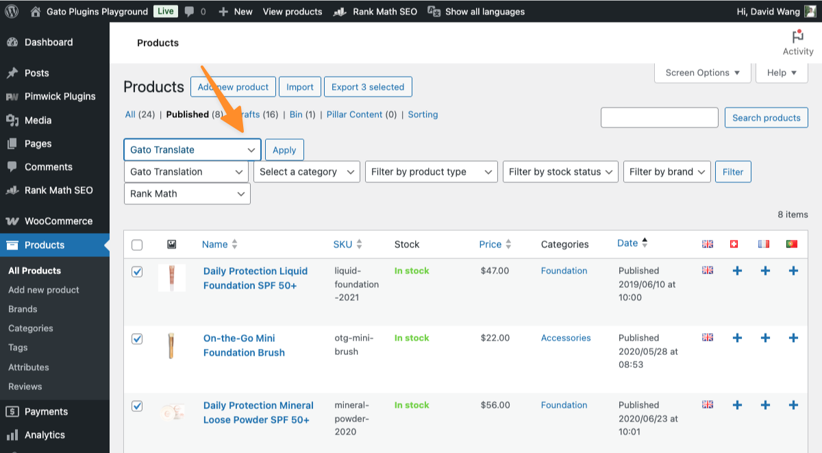 Traduire les produits WooCommerce en masse