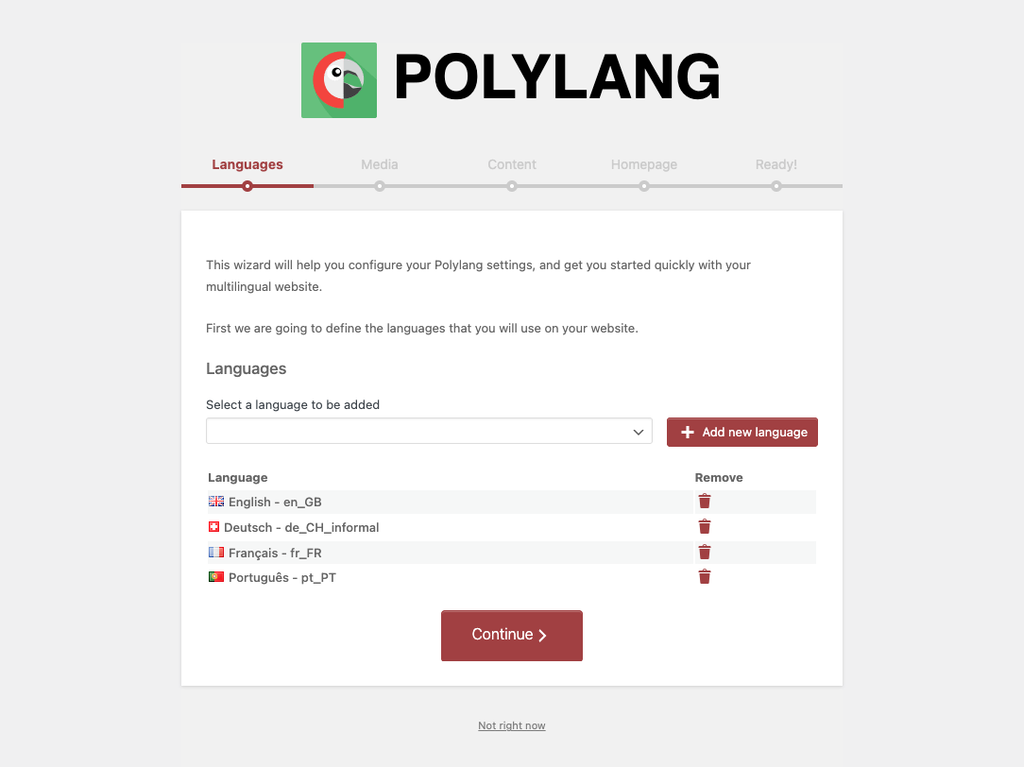 Assistant de configuration de Polylang