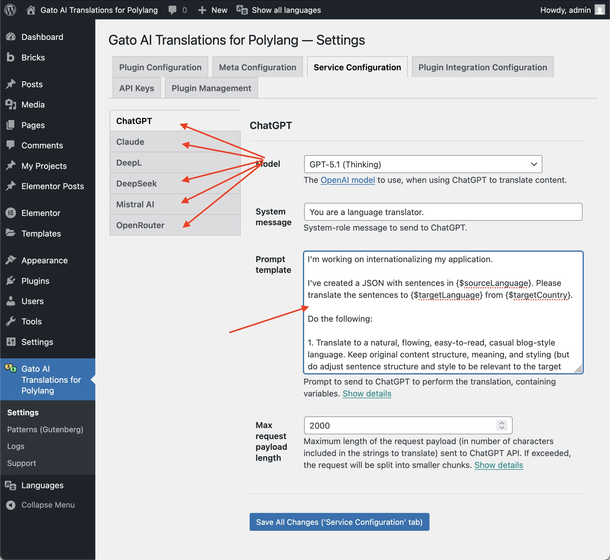 Copier le prompt personnalisé pour un service IA